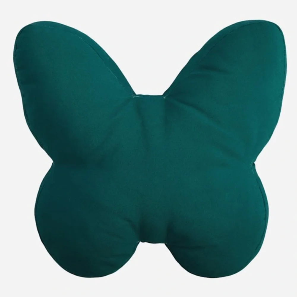 Floral Embroidered Accent Pillow Butterfly Shape 15 x 16 x 4 New With Tags Teal